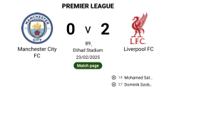 LIVE: Manchester City vs Liverpool – English Premier League